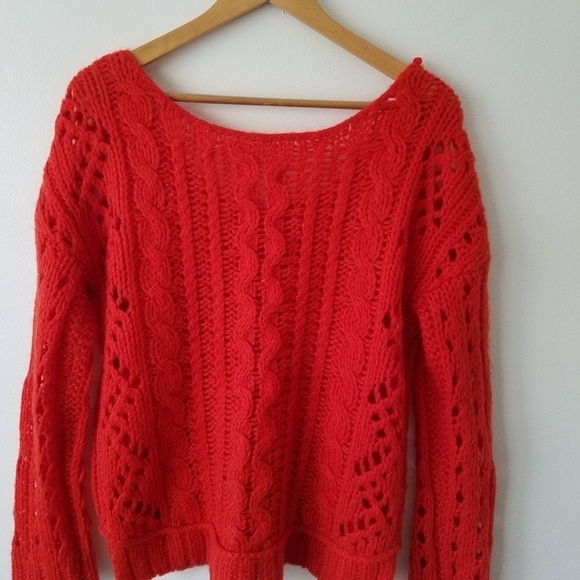 Free People Open Cable Knit Chunky Sweater Small - Picture 6 of 11